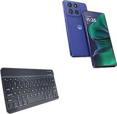 BoxWave Keyboard Compatible with Motorola Edge 60 Stylus - SlimKeys Bluetooth Keyboard, Portable Thin with Chiclet-Style Keys - Jet Black