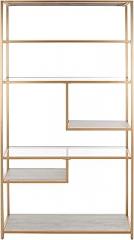 SAFAVIEH Home Collection Roiya Beige/Gold/Glass 6-Shelf Etagere Bookcase