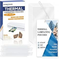 100 Pack 5 Mil Laminating Pouch with Clear Loop 2 1/2