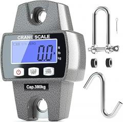 300kg / 660lb Portable Digital Crane Scale with Hooks, High Accuracy Game Scale, Heavy Duty Electronic Hanging Scale for Farm Hunting Fishing and Weighing Lugggage (Black)