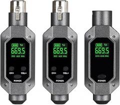 Microphone Wireless System Transmitter Receiver 1 with 2 Use for Wired Dynamic Microphone UHF Wireless Adapter Easy Install