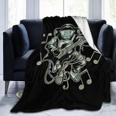 Astronauts Play Electronic Guitars with Melodic Signs in Space Throw Blanket 40