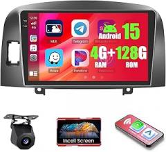 4+128GB Android 15 Car Radio for Hyundai Sonata 2004-2008 Wireless Carplay Android Auto, Realdio 9