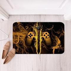 Gamepad Kids Bath Mats,Video Games Gaming Gamepad Gamers Mats Rugs,Boys Men Room Decor,Smoke Flame Modern Fashion Bath Carpets,Yellow Bath Rugs,Absorbent Floor Mats,20Wx32L Inches