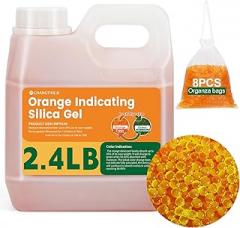 Orange Silica Gel Desiccant Beads 2.4LBS - Premium Color Indicating Reusable Moisture Absorbers for Camera, Electronic, Books, Documents, 3D Filaments, Clothes, Painting, Jewelry(8PCS Organza Bags)