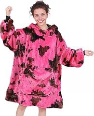 Wearable Blanket Hoodie for Women, Oversized Fleece Sweatshirt Blanket with Hood Pocket, Christmas Gifts for Women Mom Girlfriend, Pink Wife Birthday Gifts Ideas