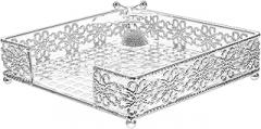 Milisten European Style Decorative Napkin Holder Silver Plated Iron Retro Napkin Stand for Kitchen and Restaurant Tables Reusable