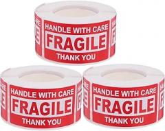 3 Rolls Fragile Handling Labels Self-Adhesive Shipping Stickers for Ceramics Electronics Stick Moving Warning Labels for Careful Package Handling