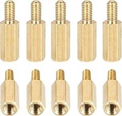 M3x10x6mm(DxHLxML) - Brass Hex Standoff -10Pack- Good for Electronic Machine - Male to Female Spacer Screw Nuts