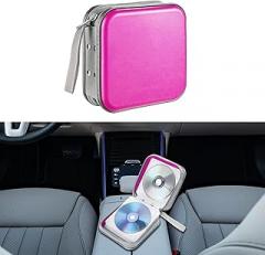 CD Case, Cd Holder for Car, 48 Capacity Hard Plastic DVD Case, Universal CD Organizer Wallet Protective DVD Storage Car Interior Accessories Suitable for Car Home Office Travel (Purple)