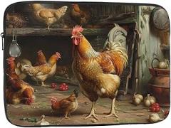 Roast Chicken Hen Farm Printed Laptop Sleeve Case for Men Women Shockproof Laptop Bag for Travel Office School, black, 12 inch