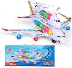 Airplane Toy for Kids with Flashing 4D Lights and Sound – Jumbo Durable Police Jet and Rescue Helicopter Set – Sensory Toy for Boys and Girls 3-12 Years Old - Birthday Gift with Bump & Go Action