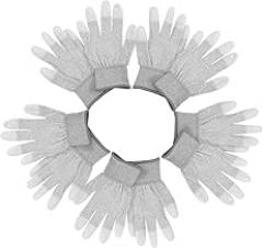 Veemoon 5 Pairs Static Working Gloves PU Coated Fingertip Non Slip Precision Gloves for Electronics Assembly Manufacturing Repair with Knitted Wrist Dust Protection