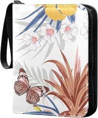 Tropical Forest Card Collector Holder for Collectible Boys Girls Game Sports Cards MTG TCG, 4 Pockets Trading Card Folder Zip Card Binder