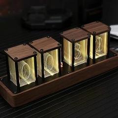 Nixie Tube Clock, LED Electronic Clock, 16 Million Colors, 4 Display Modes, Precise Timing, Desktop Decoration Creative Gifts, for Decorating Offices and Bedrooms