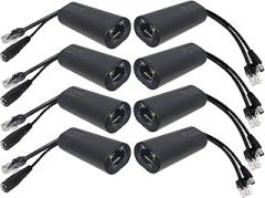 4-Pair Gigabit PoE Injectors Splitter Kits- Passive PoE Adapters (5-48V), up to 825ft Range, Ideal for Non-PoE IP Security Cameras & More