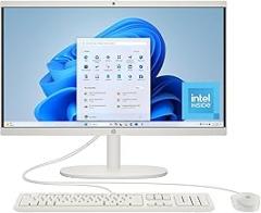 HP 21.45 inch All-in-One Desktop PC, FHD Display, Intel Processor N200, 8 GB RAM, 512 GB SSD, Intel UHD Graphics, Windows 11 Home, Cashmere White, 22-dg0440 (2025)