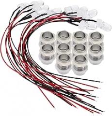 DOITOOL 30pcs Led Light Emitting Diode with Metal Base Easy to Install Flash Lamp for Electronic Projects and Decorations Low Power Consumption Suitable for Rc Toys and Costumes