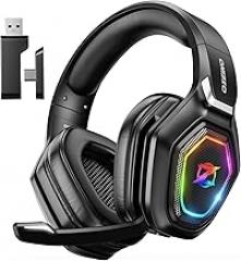 Ozeino 2.4GHz Wireless Gaming Headset with Microphone, 2.4G USB & Type C Transmitter - 30h Battery Life - RGB Lighting Gaming Headphones for PS5, PS4, PC, Phone