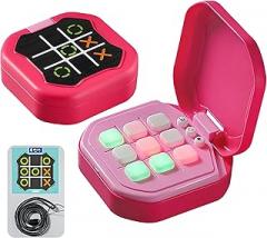 Tic Tac Toe Game,7-in-1 Electronic Handheld Board Game for Kids(Rose Red)