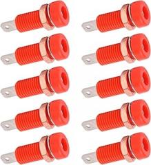 10PCS Banana Jack Connector Panel, 4mm Banana Jack Socket Mount Binding Post Connector Adapter Panel for Electronic Instrument (Red)