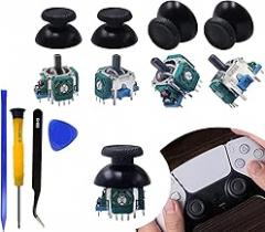 [ 4+4 ] Eaglewireless PS5 Analog Stick Replacement Part PS5 3D Controller Joystick Caps Thumbsticks Sensor Module for for Sony PlayStation 5 Wireless Controller +Toolkit (Blue-4 Joystick 4 Cap)