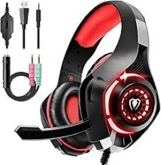7.1 Gaming Headset for PC, PS4/PS5 Console, Laptop - Computer Headphones With Noise Cancelling Mic, LED Lights