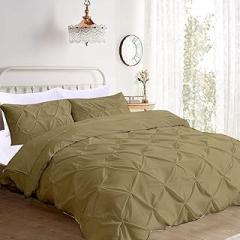 : Twin/Twin XL Size 4 Pcs. Comforter and Pinch Pleated Duvet Cover Pillow Shams 600 TC 100% Egypian Cotton All Season Soft Down Alternative 300 GSM (Solid Taupe)