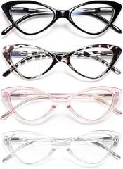 EYEURL 4-Pack Reading Glasses for Women, Fashion Cat Eye Blue Light Blocking Readers with Spring Hinges,2.50 Anti-Glare/UV Rays