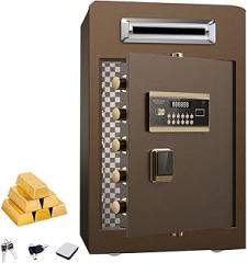 Large Fireproof Coin-Operated Security Depository Drop Box for Home, Money, Jewelry, Documents – Anti-Theft Dual Mode Alarm, Seven-Lock Protection, Electronic Password + Key Locking System