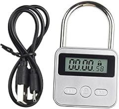 Digital Timer Padlock with LCD Display, Rechargeable Electronic Lock for Zinc Alloy Security - Digital Lock Function, 99-Hour Max Timing, USB Powered(silver)
