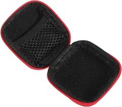 Portable Earbuds Case Pouch with Cable Organizer Travel Electronics Storage Bag for Headphones and Chargers, Red Eva Protective Carrying Case for On-The-go Use