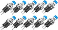 MECCANIXITY 10 Pcs 1A 250V AC 7mm Mini Momentary Push Button Switch SPST NO Blue Switch Button with Soldering Foot for Electronic Devices