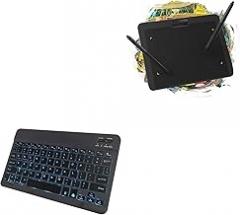 BoxWave Keyboard Compatible with Xencelabs Pen Tablet (Small) - SlimKeys Bluetooth Keyboard - with Backlight, Portable Slim LED 7 Colors - Jet Black
