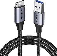 UGREEN Micro USB 3.0 Cable, USB 3.0 A to Micro B Cord Nylon Braided External Hard Drive Cable Compatible with Samsung Galaxy S5, Note 3/Pro 12.2, Western Digital, Toshiba, My Passport, etc 1.5 FT