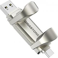 Gigastone Duo Pro Flip USB-A+C 512GB (1-Pack) Dual External Portable SSD 500MB/s Supports Apple 4K 60fps ProRes HDR Video Recording USB3.2 Gen 2 for iPhone 16 PS5 Mac iPad Laptop Android