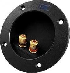 Round Recessed Speaker 2X Gold Plated Terminal Solid Metal Binding Post Plate for sub-woofer