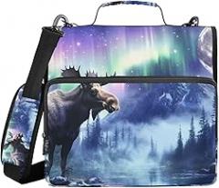 Moose Moon Aurora Zipper Binder with Handle - 1.5” D-Rings, 500 Sheet Capacity, Multiple Pockets Organizer for Office, Compatible with 13” Laptop Tablet