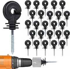 25 Pcs Electric Fence Insulator, Screw-in Insulator Fence Ring Post, Wood Post Insulator, Grid System Accessories, for Animal Husbandry Electronic