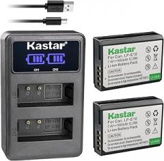 Kastar Battery (X2) & LCD Dual Slim Charger for LP-E10, LC-E10 and EOS 1100D, EOS 1200D, EOS Rebel T3, EOS Rebel T5, EOS Kiss X50, EOS Kiss X70 DSLR Camera & LPE10 Grip