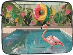 Flamingo Swimming Pool Women Men Shockproof Travel Office School Laptop Bag