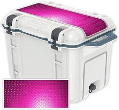MightySkins (Cooler Not Included) Skin Compatible with OtterBox Venture 45 qt Cooler Lid - Pink Diamond Plate | Protective, Durable, and Unique Vinyl wrap Cover | Easy to Apply | Made in The USA