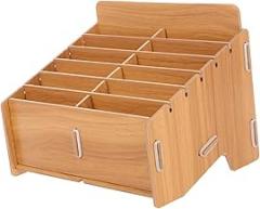 NUOBESTY Organizer with Compartments Stylish Desktop Storage Case for Electronic Notes and Paperwork Management and Space Saving Home Decor