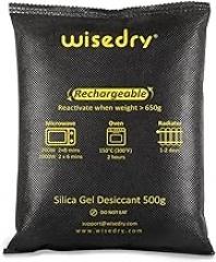 wisedry 4 x 500 Grams [4.4 lbs] Rechargeable Silica Gel Car Dehumidifier, Microwave Fast Reactivated Desiccant Packets Large for Gun Safe Closet Basement Garage Storage Moisture Absorber Bag Reusable
