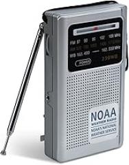 NOAA Weather Radio Portable Radio, Best Reception, AM FM Transistor Radio for Mowing, Jogging, Cycling, Gardening, Powered by 2 AA Battery