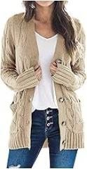 Cardigan Sweaters for Women Chunky Open Front Button Sweater with Pockets Loose Slouchy Oversized Fall Outerwear Coat