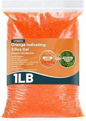 VOISEN 1LBS Orange Indicating Silica Gel Desiccant Beads,Reusable Desiccant Industry Standard 3-5 mm,Desiccant for 3D Printer,Electronic,Clothes,Painting,Jewelry