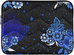 Laptop Case Blue White Flowers Black Carrying Cases Computer Bags Portable Electronic Device Cover, 15-15.6 Inch