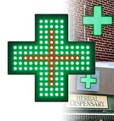 LED Medical Cross Sign for Business, 30 * 30cm Super Bright LED Open Sign for Pharmacy, Electronic Advertising Display Sign for Drug Store (H)