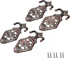 Milisten 4pcs European Classic Alloy Curtain Wall Hooks Wall-Mounted Curtain Tieback Holdbacks Red Antique Copper Finish Decorative for Home Window Treatment